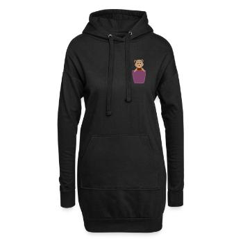Bärchen in Brusttasche - Hoodie-Kleid - Schwarz - Vorne