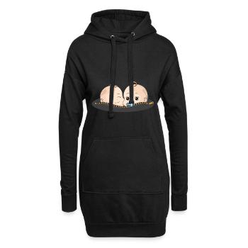 Jumeaux bébé sucettes cadeau ventre de bébé - Sweat-shirt à capuche long Femme - noir - Devant