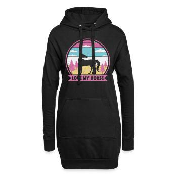J’aime mon cheval - Sweat-shirt à capuche long Femme - noir - Devant