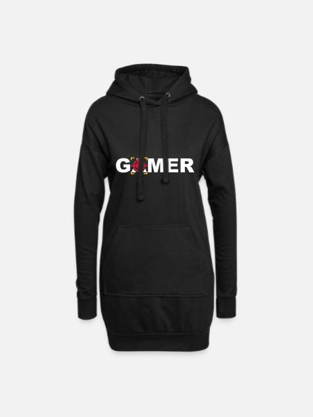 Gamer online PC gaming Konsole %zocker #zocken - Hoodie-Kleid - Schwarz
