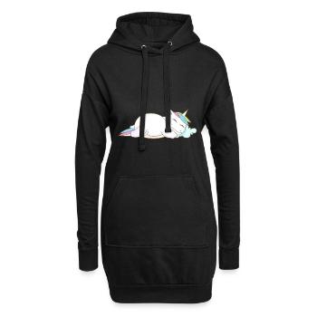 Einhorn Schlafen Müde Kopfkissen Chillen Geschenk - Hoodie-Kleid - Schwarz - Vorne
