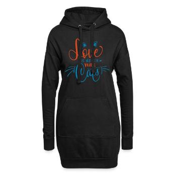 Liebe ist besser mit Katze - Hoodie-Kleid - Schwarz - Vorne