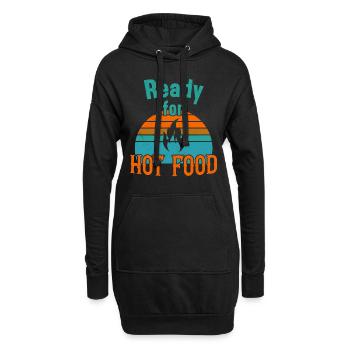 Prêt pour la nourriture chaude / Scharfes Essen - Sweat-shirt à capuche long Femme - noir - Devant