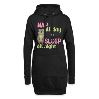 Sieste toute la journée - Dormir toute la nuit / Quokka souriant - Sweat-shirt à capuche long Femme - noir - Devant