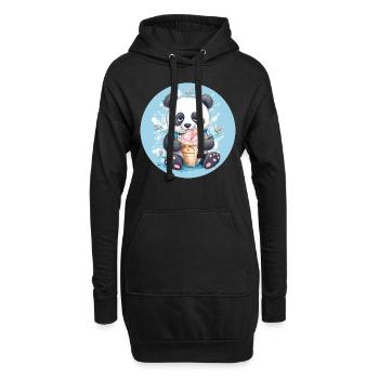 Panda maladroit - Crème glacée et fleurs Coucher de soleil Design - Sweat-shirt à capuche long Femme - noir - Devant