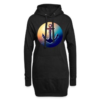 Anker-Sonnenuntergang Rund - Hoodie-Kleid - Schwarz - Vorne