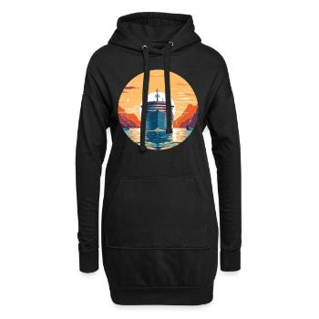 Kreuzfahrtschiff bei Sonnenuntergang - Reise - Hoodie-Kleid - Schwarz - Vorne