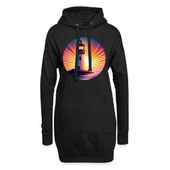 Leuchtturm bei Sonnenuntergang - Malerisches - Hoodie-Kleid - Schwarz - Vorne