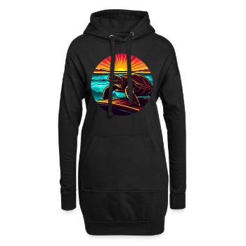 Tortue au coucher du soleil, Inspirant - Sweat-shirt à capuche long Femme - noir - Devant