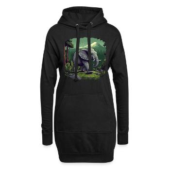 Eléphant Afrique Asie Animal Bébé éléphant - Sweat-shirt à capuche long Femme - noir - Devant