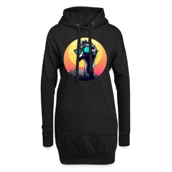 Cool Emu - Vogelstrauß mit Sonnenbrille bei - Hoodie-Kleid - Schwarz - Vorne