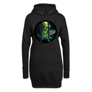 Cool Green Alien Tennis Player: Unique - Hoodie Dress - black - Front