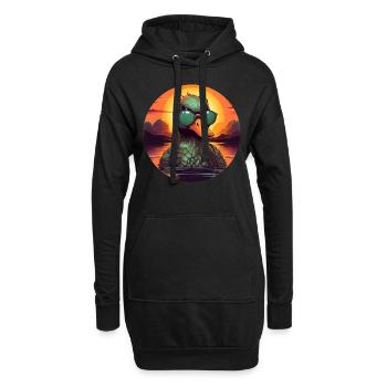 Canard frais en été: lunettes de soleil, baignade, coucher de soleil - Sweat-shirt à capuche long Femme - noir - Devant