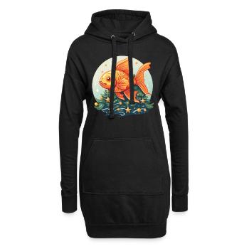 Sapin de Noël avec poisson rouge - Sweat-shirt à capuche long Femme - noir - Devant