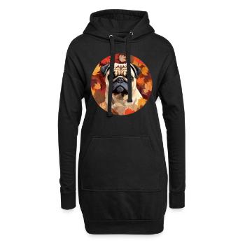 mops hundes im polygon stil mit herbst laub design - Hoodie-Kleid - Schwarz - Vorne