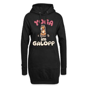 Yoga im Galopp - Pferde Yoga - Hoodie-Kleid - Schwarz - Vorne