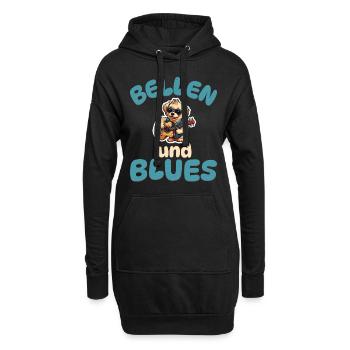 Bellen und Blues - Hunde Gitarre - Hoodie-Kleid - Schwarz - Vorne