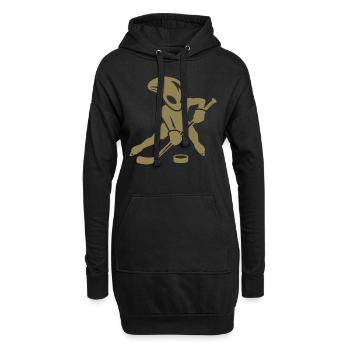 Minimalistische Alien Silhouette Eishockey - Hoodie-Kleid - Schwarz - Vorne