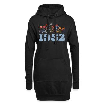 1952 Blumenmuster 1952 Blumen-thema Blumen 1952 - Hoodie-Kleid - Schwarz - Vorne