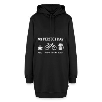Mon jour parfait - café - cyclisme - boire de la bière - Sweat-shirt à capuche long Femme - noir - Devant