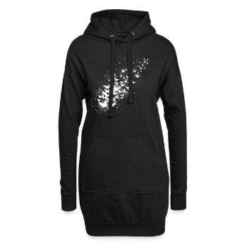 Papillons, graffitis, blanc, essaim volant, - Sweat-shirt à capuche long Femme - noir - Devant
