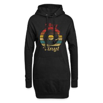 2001 Vinyle Retro Vintage Music - Sweat-shirt à capuche long Femme - noir - Devant