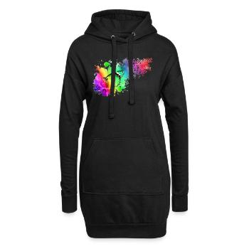 Bunter Schmetterling - Hoodie-Kleid - Schwarz - Vorne