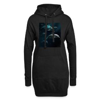 Delfine beim spielen - Hoodie-Kleid - Schwarz - Vorne