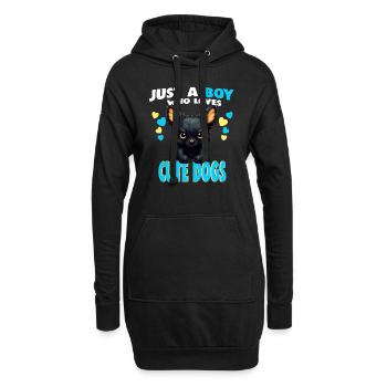 Just a Boy who Loves cute dogs - Hoodie-Kleid - Schwarz - Vorne