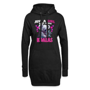 Just a Girl who Loves Koalas - Hoodie-Kleid - Schwarz - Vorne