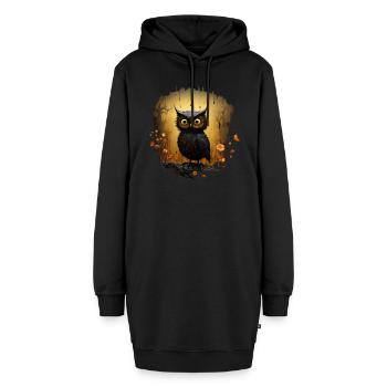 Cute Owl - Hoodie-Kleid - Schwarz - Vorne