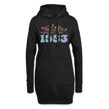 1953 Motif floral 1953 Thème floral 1953 - Sweat-shirt à capuche long Femme - noir - Devant