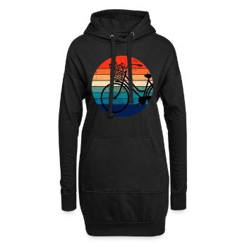 Fahrrad Retro Sonnenuntergang farbenfroh - Hoodie-Kleid - Schwarz - Vorne
