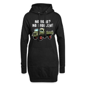 Pas de route? Aucun problème! Unimog - Tout-terrain - Oldtimer - Sweat-shirt à capuche long Femme - noir - Devant