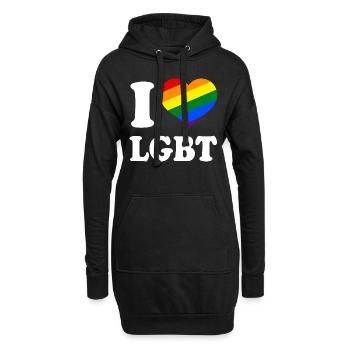 J’aime les LGBT - Sweat-shirt à capuche long Femme - noir - Devant