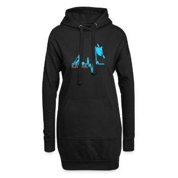 Kajak-Herzschlag - Hoodie-Kleid - Schwarz - Vorne