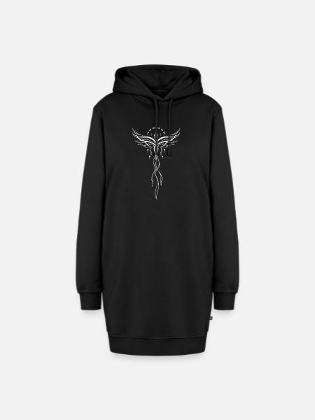 Phönix Ornamentzeichnung - Hoodie-Kleid - Schwarz