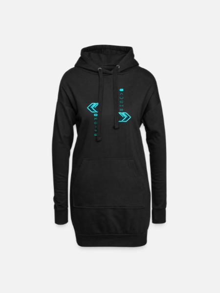 Pfeil nach rechts und links im türkisfarbenen Neonstil - Hoodie-Kleid - Schwarz