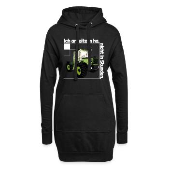 Ich arbeite in Hektar - Lohnarbeit Bauer MB Trac - Hoodie-Kleid - Schwarz - Vorne