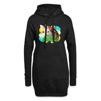 Süßer Hase mit Ostereiern für Ostern - Hoodie-Kleid - Schwarz - Vorne