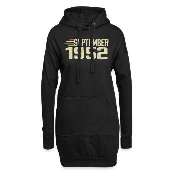 September 1952 Vintage Geschenkidee September 1952 - Hoodie-Kleid - Schwarz - Vorne