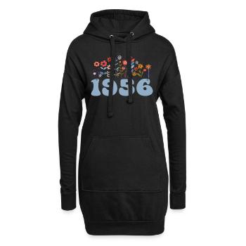 1956 Motif floral 1956 Thème floral Fleurs 1956 - Sweat-shirt à capuche long Femme - noir - Devant