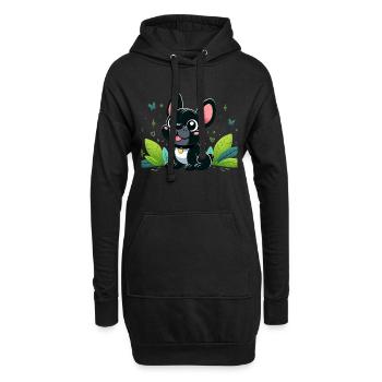 Französische Bulldogge 2 - Hoodie-Kleid - Schwarz - Vorne