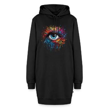 Oeil en forme de larme - Sweat-shirt à capuche long Femme - noir - Devant