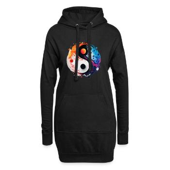 Yin-Yang Splash - Hoodie-Kleid - Schwarz - Vorne