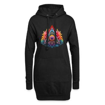 Flammenlotus Dreieck - Hoodie-Kleid - Schwarz - Vorne