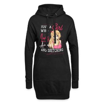 Just A Girl Who Loves Anime And Sketching - Hoodie-Kleid - Schwarz - Vorne
