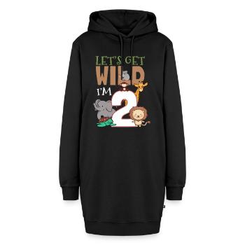 2 Geburtstags Safari Zoo 2 Geburtstag Geschenkidee - Hoodie-Kleid - Schwarz - Vorne