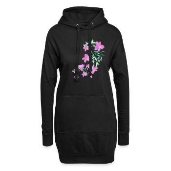 laurier-rose,fleur,lotus,vigne,floral,fleurs - Sweat-shirt à capuche long Femme - noir - Devant