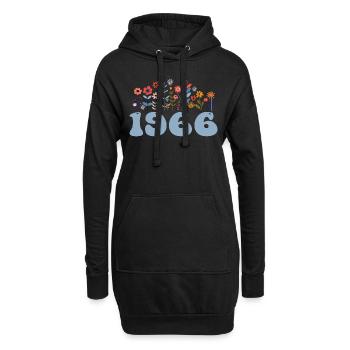 1966 Motif floral 1966 Thème floral 1966 - Sweat-shirt à capuche long Femme - noir - Devant